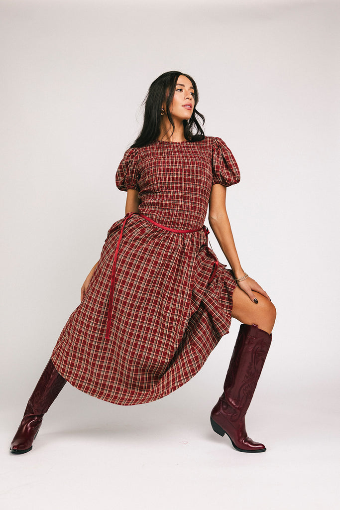 gia smocked dress // red *zoco exclusive*