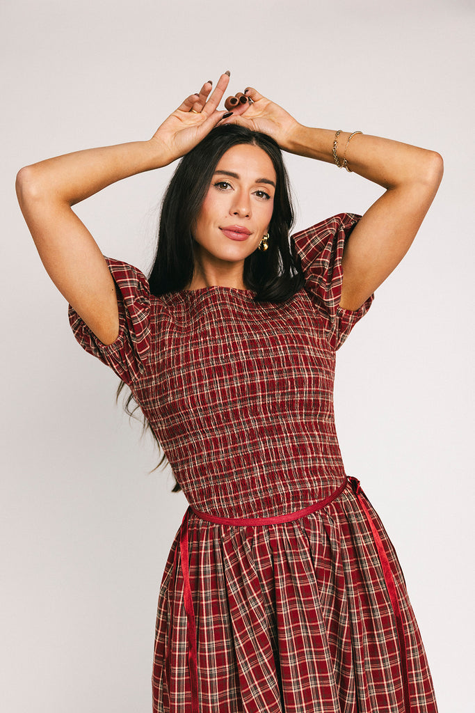 gia smocked dress // red *zoco exclusive*