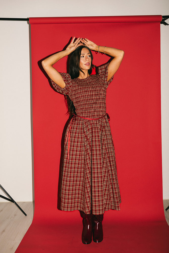 gia smocked dress // red *zoco exclusive*