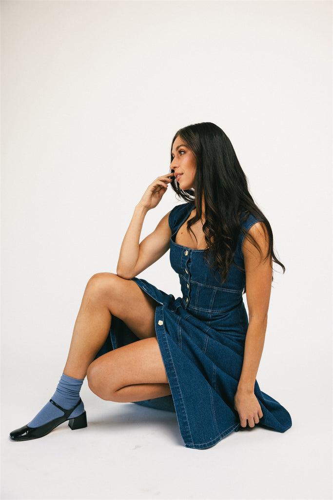 molly button dress // denim *zoco exclusive*