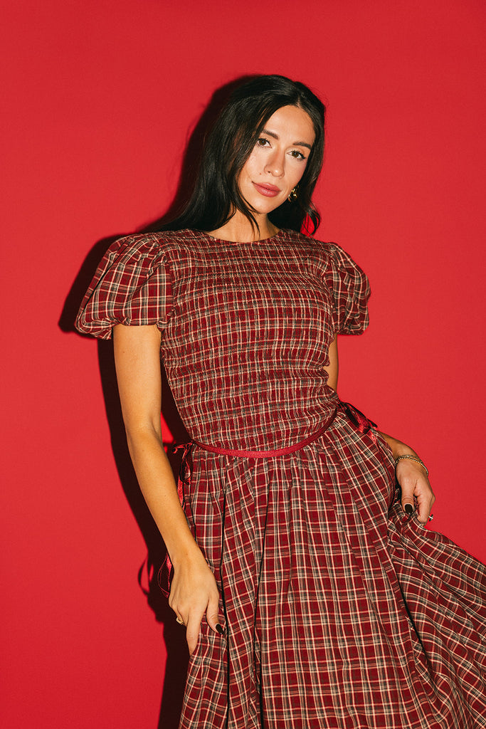 gia smocked dress // red *zoco exclusive*