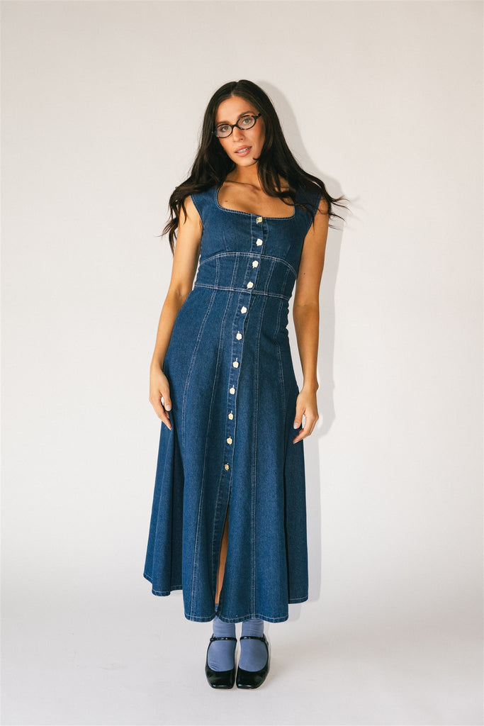 molly button dress // denim *zoco exclusive*