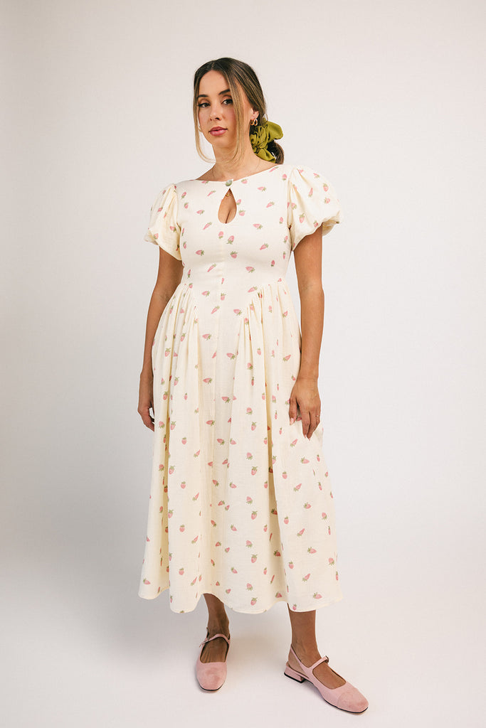 marloe midi dress // strawberry bliss *zoco exclusive*