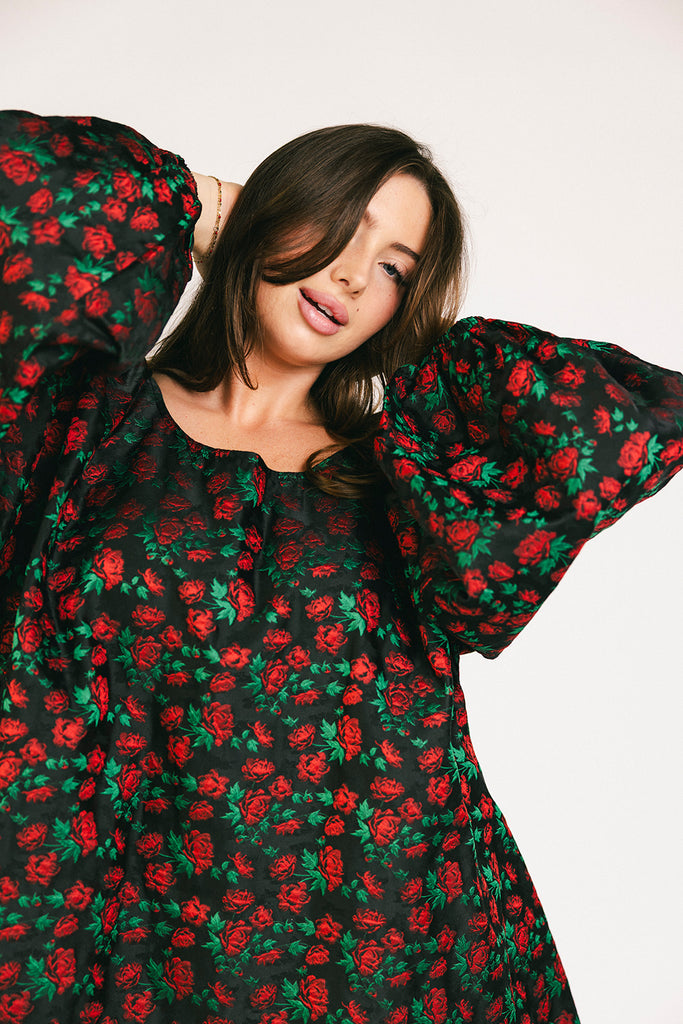 demi dress // red floral *zoco exclusive*