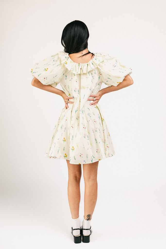 mini good luck puff sleeve dress // cream *zoco exclusive*