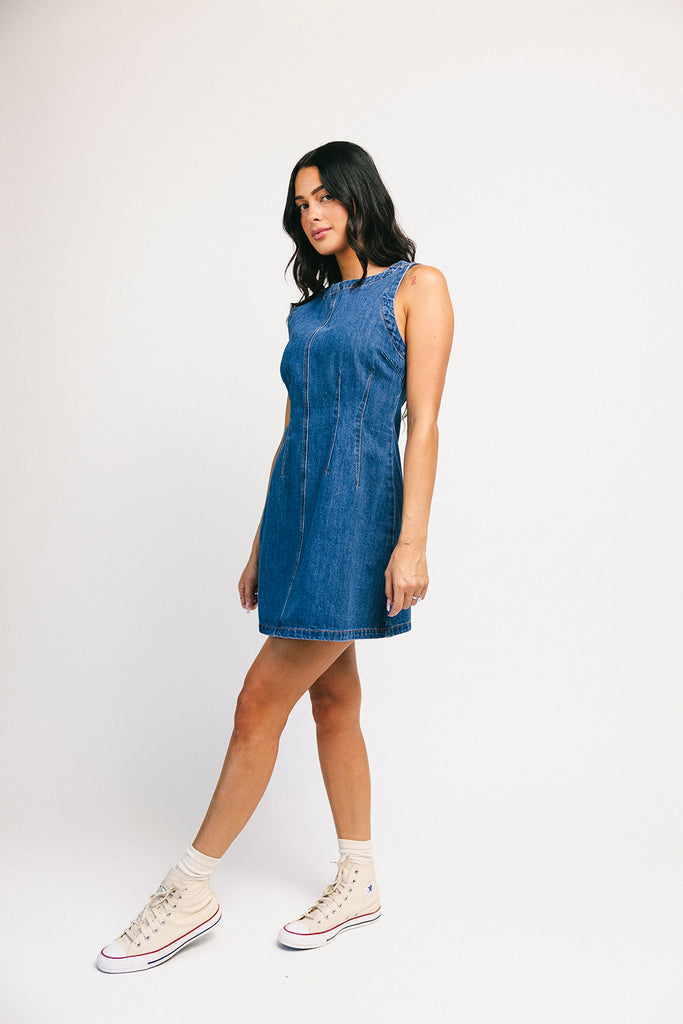 cora denim mini dress *restocked*