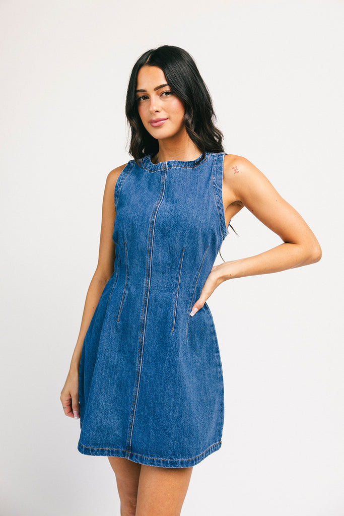 cora denim mini dress *restocked*