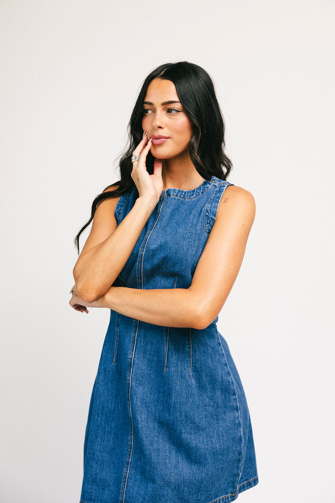 cora denim mini dress *restocked*