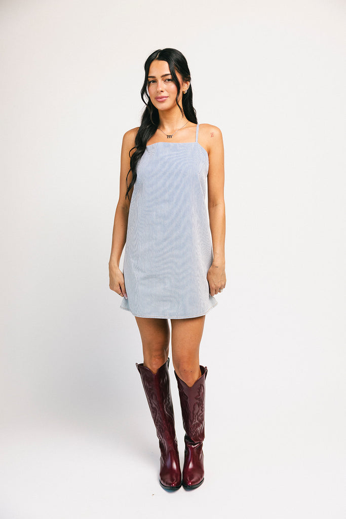 charlie mini dress // blue stripe denim *zoco exclusive*