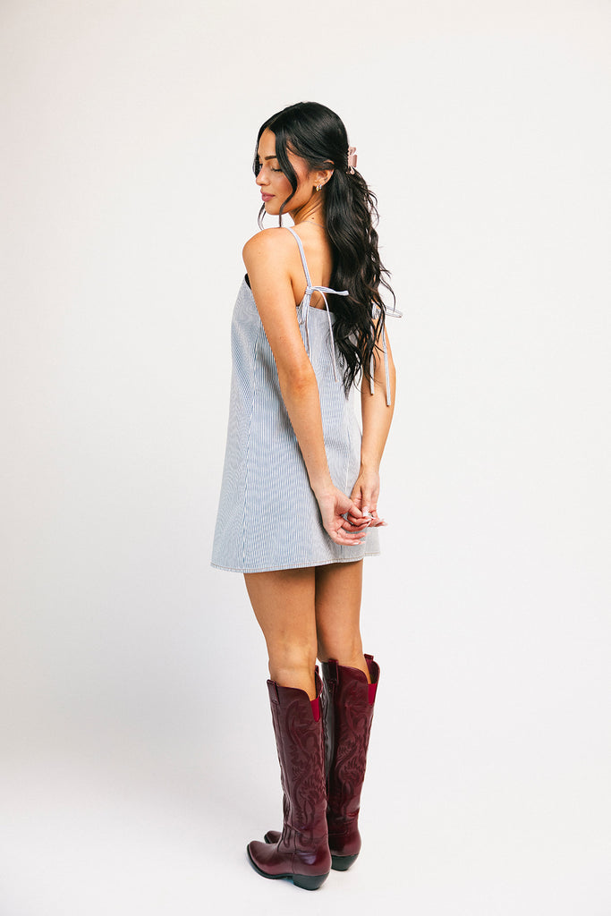 charlie mini dress // blue stripe denim *zoco exclusive*