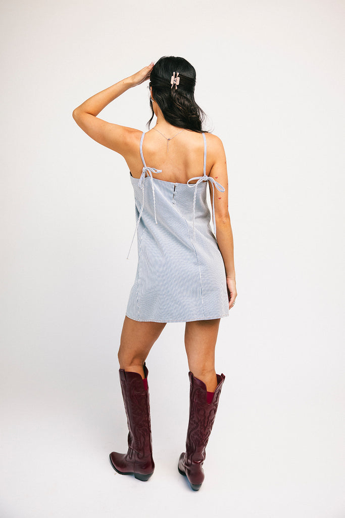 charlie mini dress // blue stripe denim *zoco exclusive*