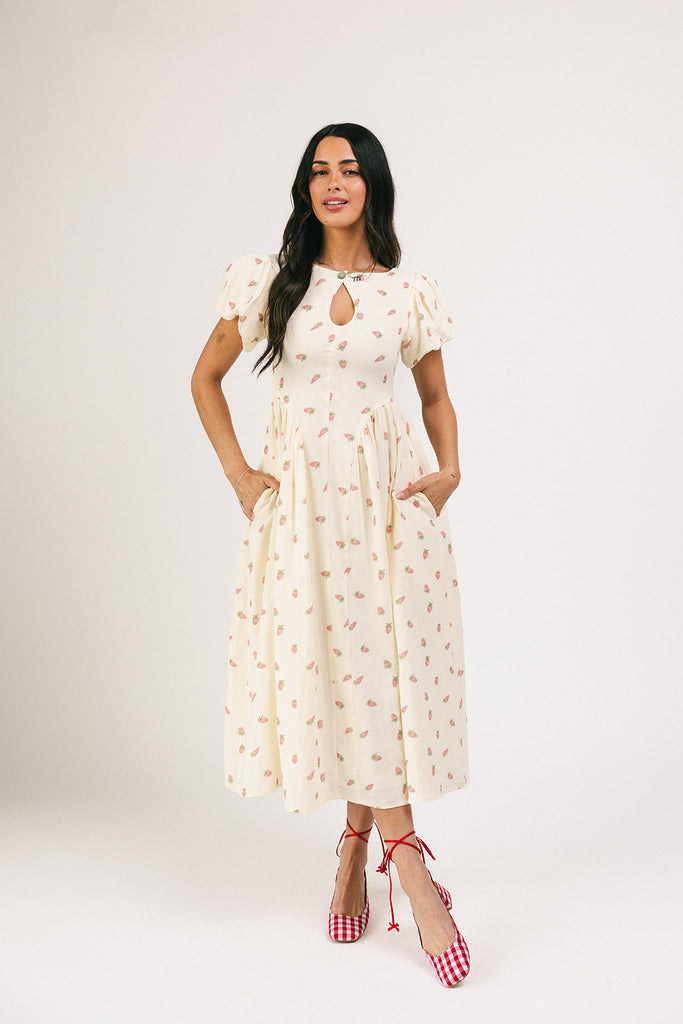marloe midi dress // strawberry bliss *zoco exclusive*