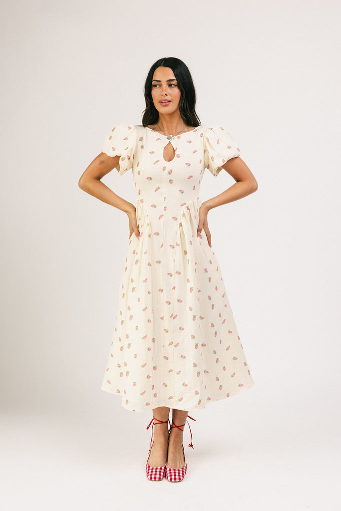 marloe midi dress // strawberry bliss *zoco exclusive*