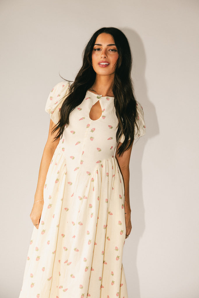 marloe midi dress // strawberry bliss *zoco exclusive*