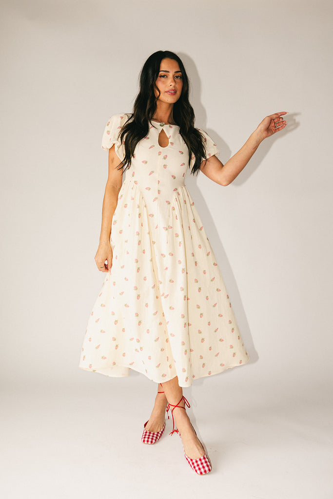 marloe midi dress // strawberry bliss *zoco exclusive*