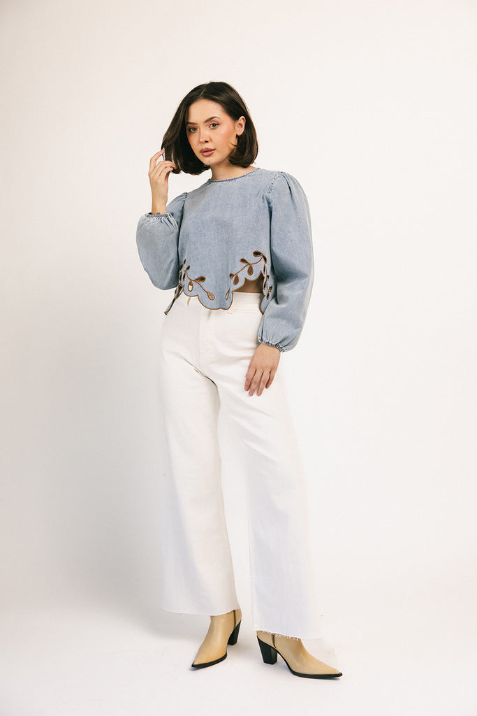 monty wide leg pants // white