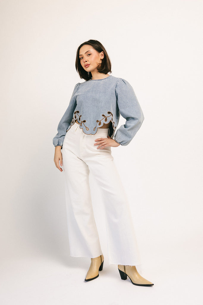 monty wide leg pants // white