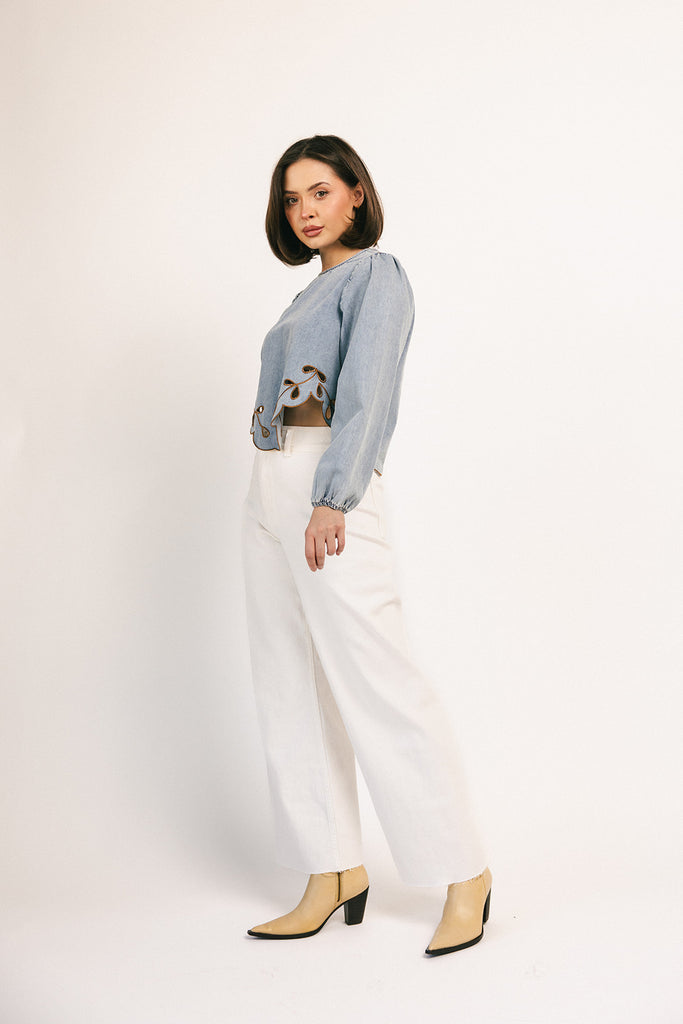 monty wide leg pants // white