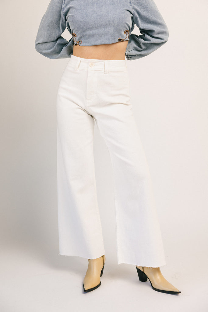 monty wide leg pants // white