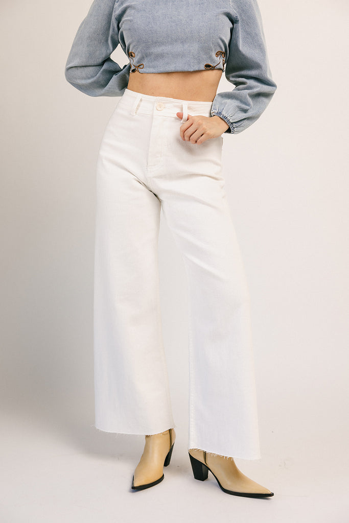 monty wide leg pants // white