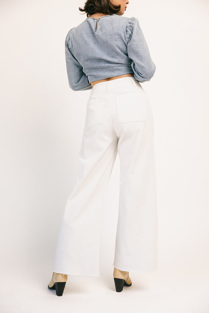 monty wide leg pants // white