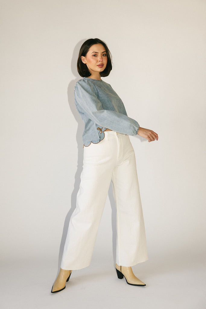 monty wide leg pants // white