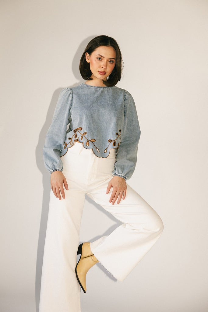 monty wide leg pants // white