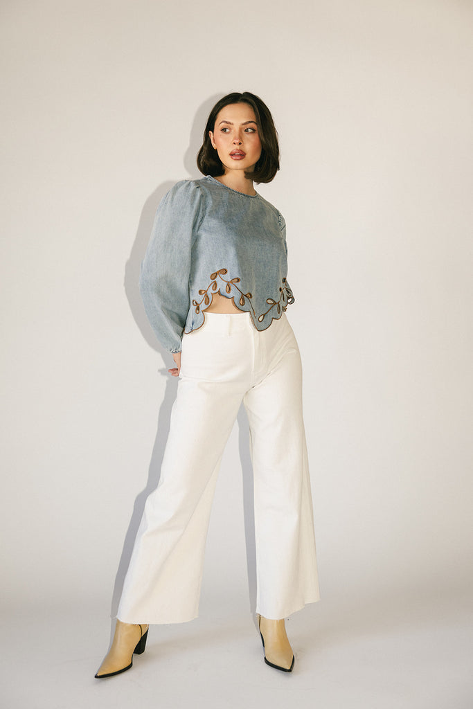 monty wide leg pants // white