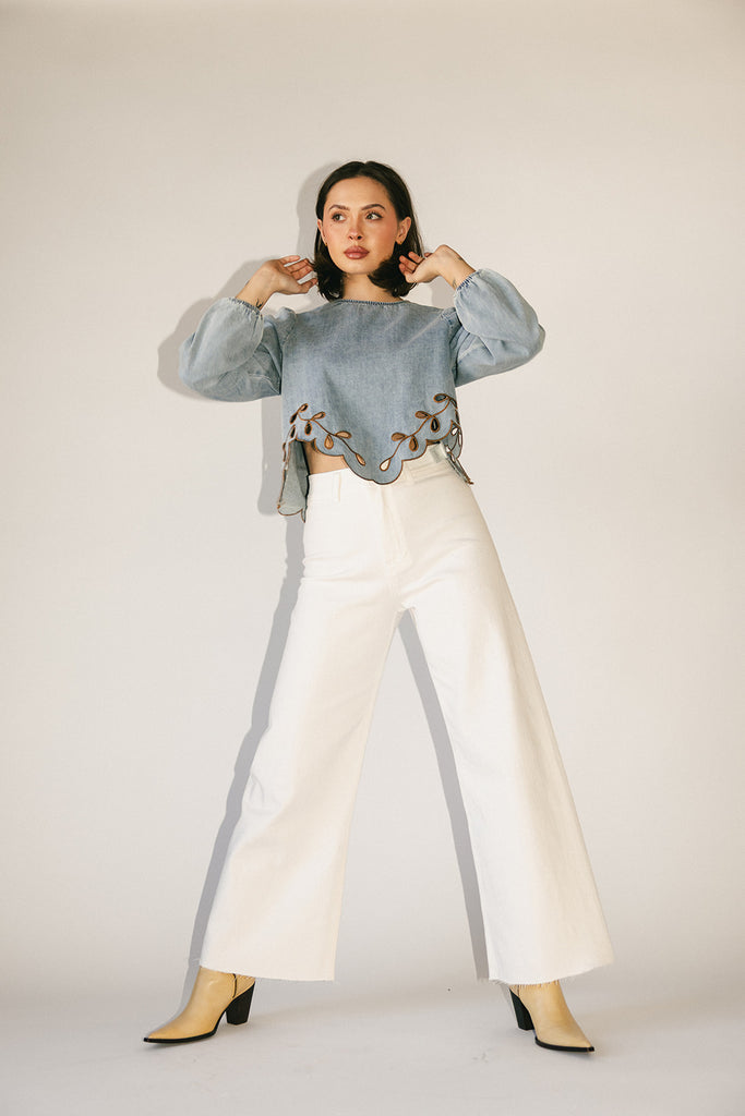 monty wide leg pants // white
