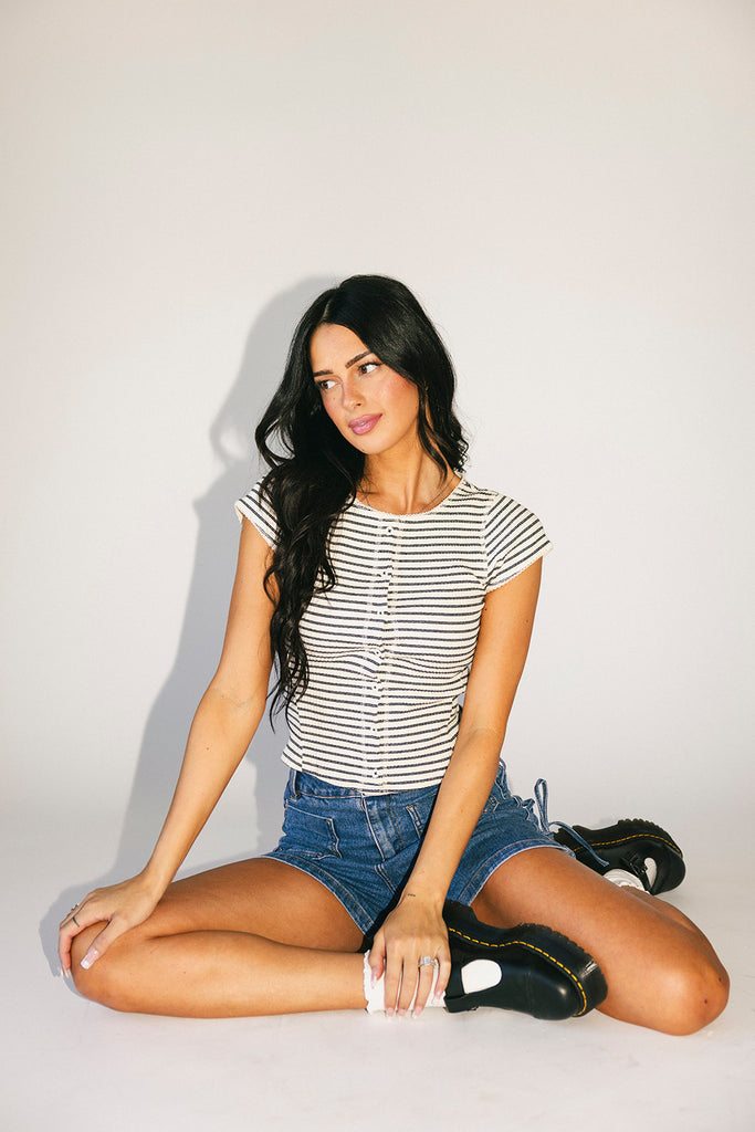 show off denim shorts