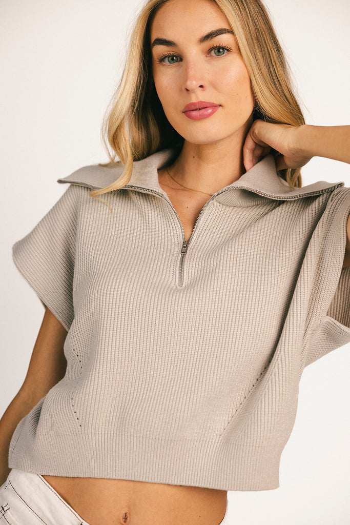 noni zip sweater top