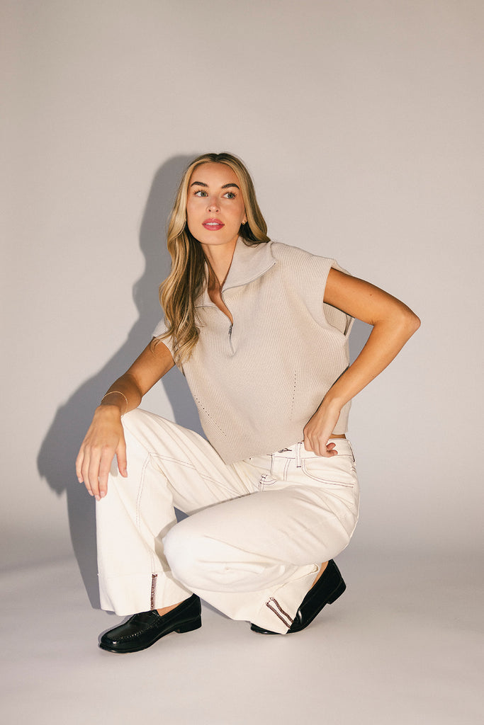 noni zip sweater top