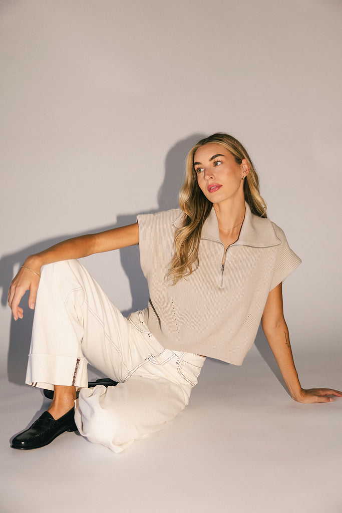 noni zip sweater top