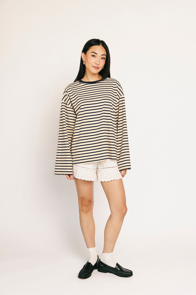on rotation striped top // blue