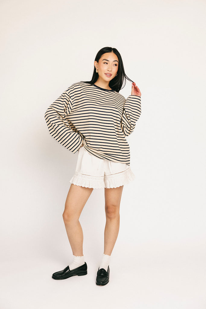 on rotation striped top // blue