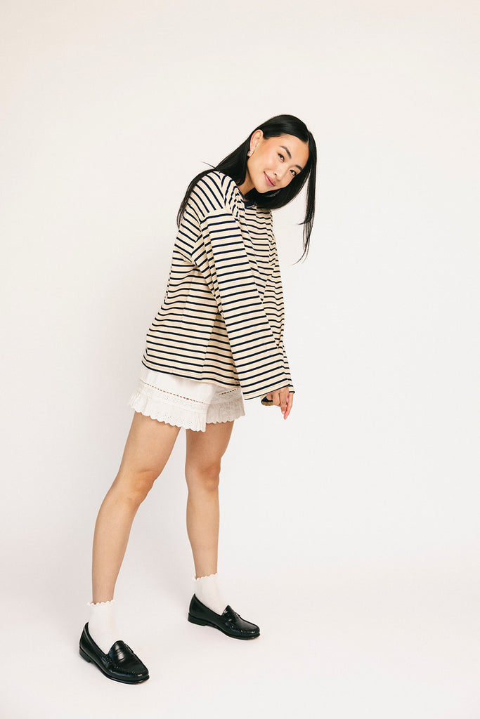 on rotation striped top // blue
