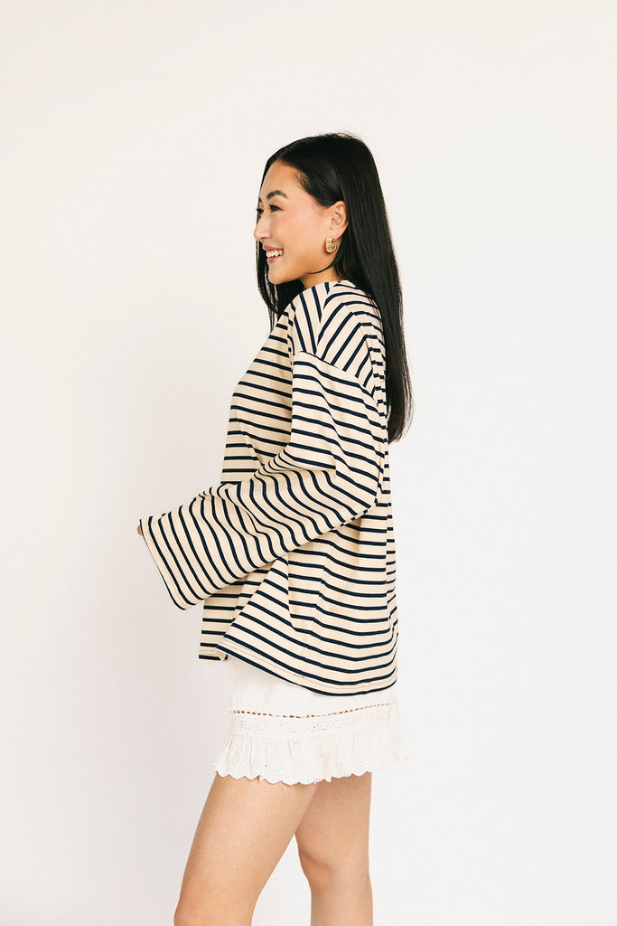 on rotation striped top // blue