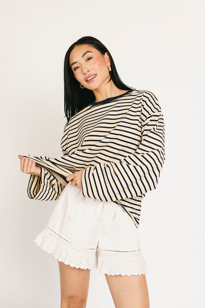 on rotation striped top // blue