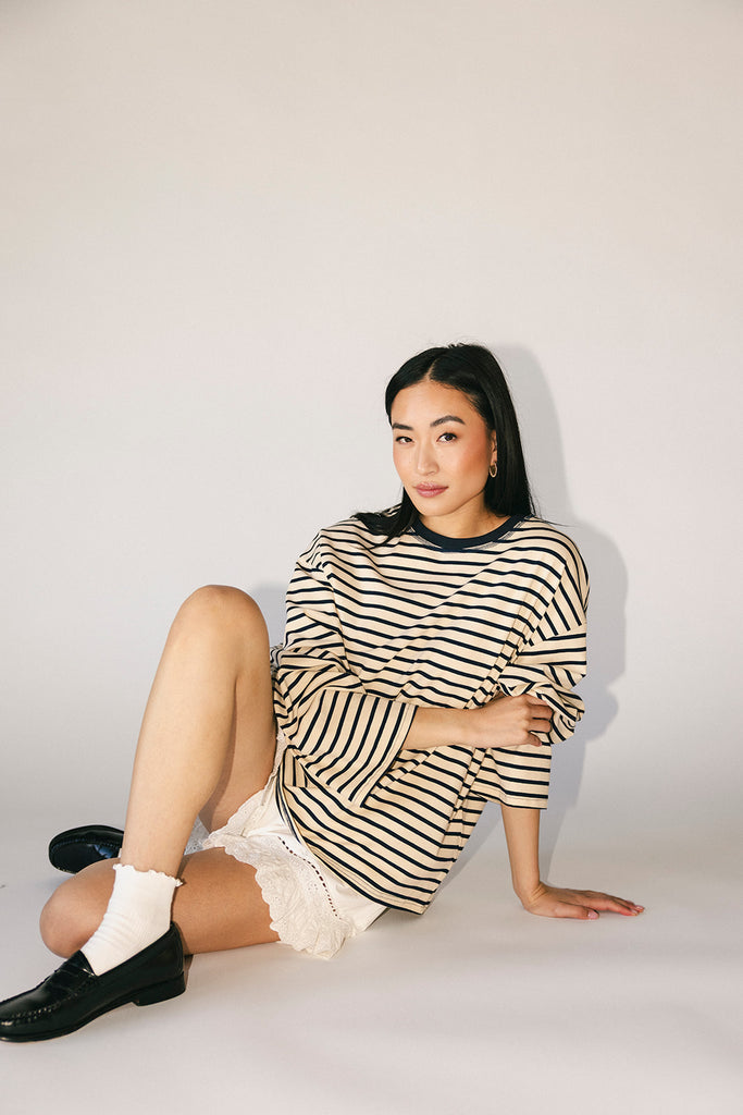 on rotation striped top // blue