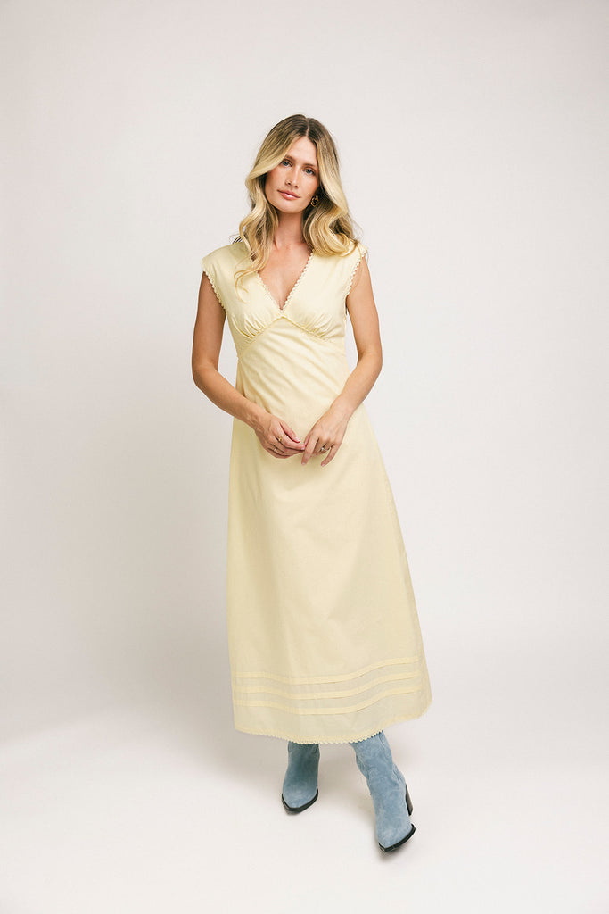i got you babe midi dress // butter yellow *zoco exclusive*