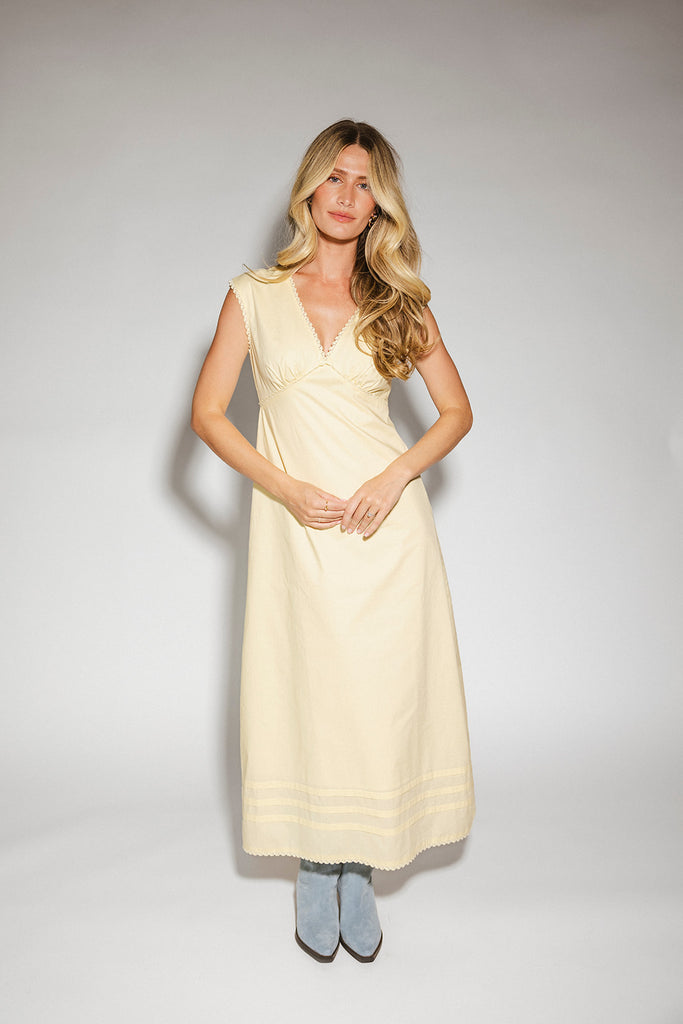 i got you babe midi dress // butter yellow *zoco exclusive*