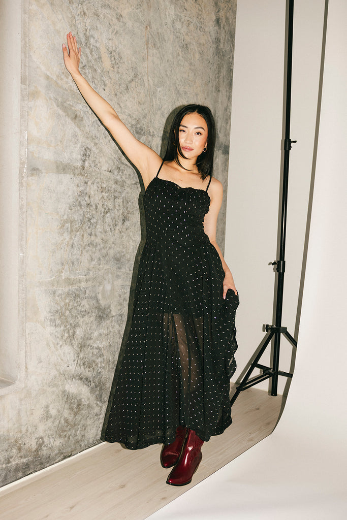 betsy polka dot maxi dress