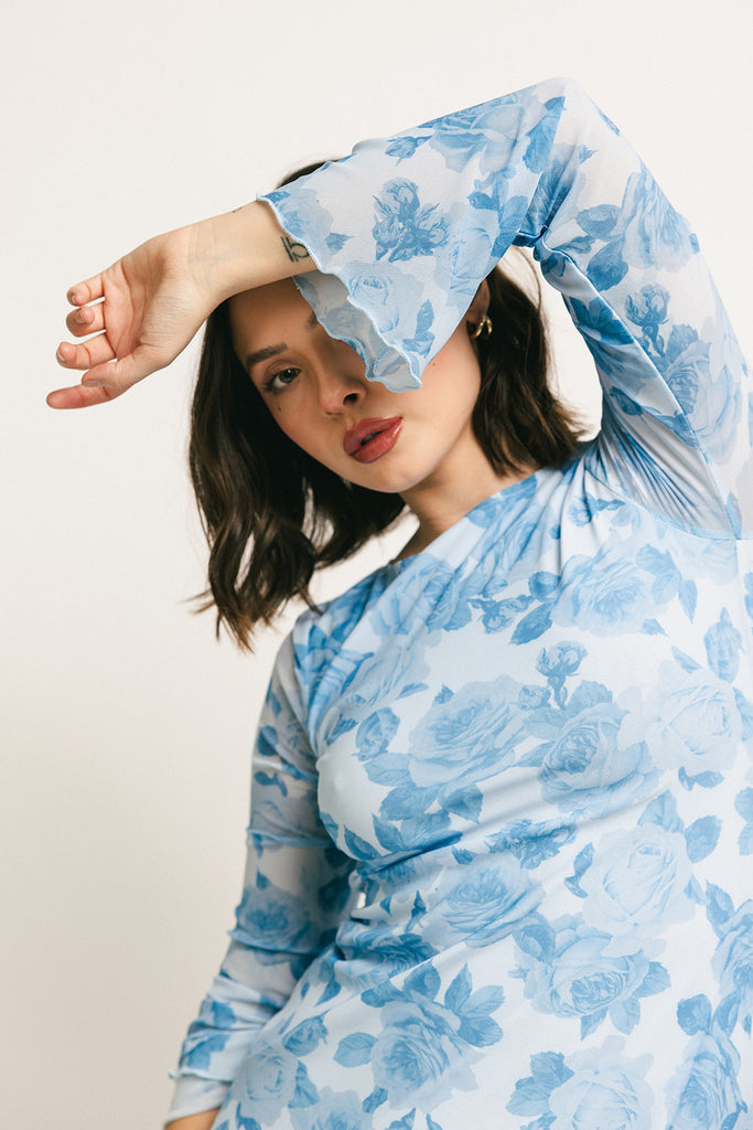 be right there mesh dress // blue *zoco exclusive*