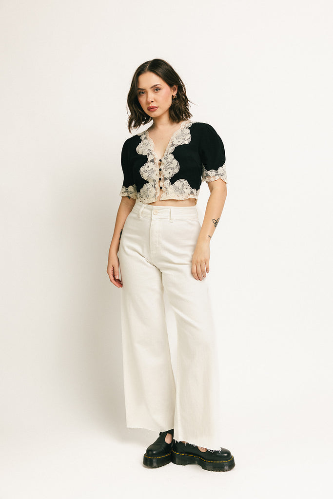 monty wide leg pants // white
