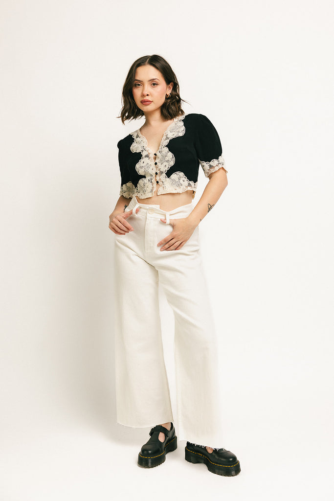 monty wide leg pants // white