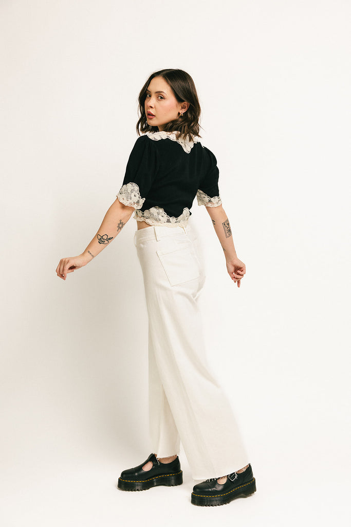monty wide leg pants // white