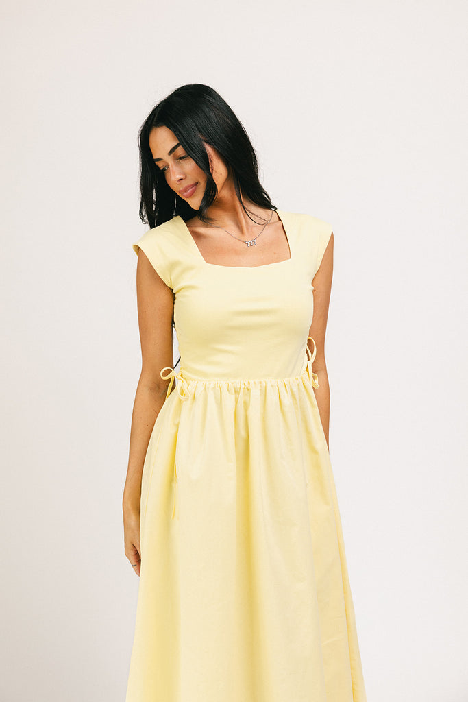afterglow midi dress // butter yellow *zoco exclusive*