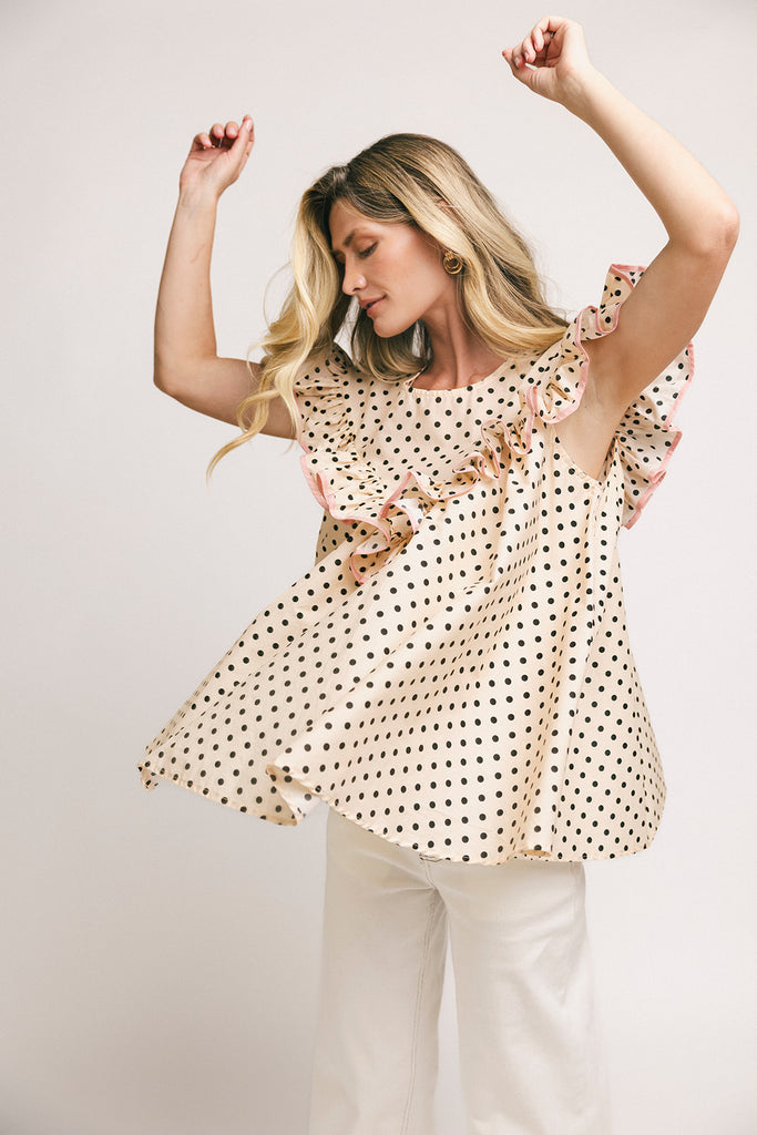 blondie ruffle top // polka dot *zoco exclusive*