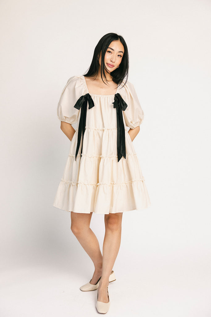 short daymaker dress // cream + bows *zoco exclusive*