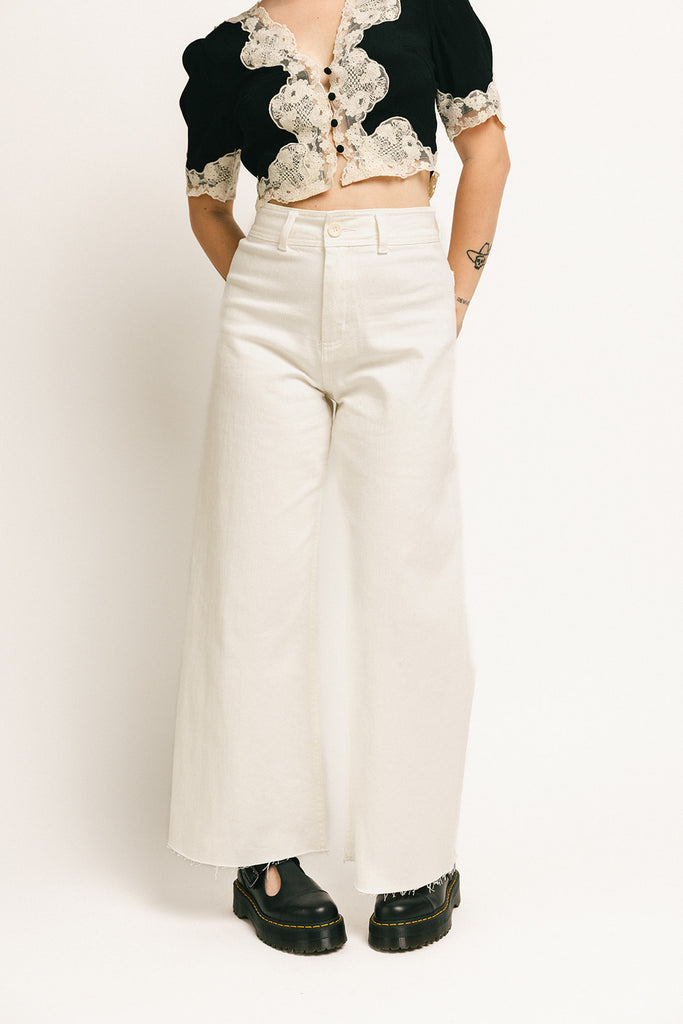 monty wide leg pants // white